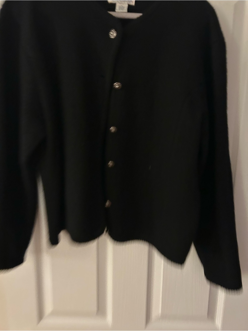 A Tally Ho Collection Pollak Black Wool Cardigan Medium Embellished Buttons